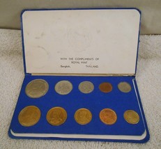 1957 Thailand Royal Mint Souvenir Set- 10 Thai Coins in blue presentation Folder - £139.37 GBP