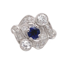Platinum Blue Genuine Natural Sapphire and Diamond Ring Size 6.25 (#J6392) - £2,594.39 GBP