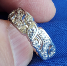 Earth mined Diamond Eternity Deco Wedding Band Vintage Platinum Anniversary Ring - $2,883.49