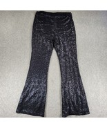 Athena Marie Womens Sequin Pants XL Black Flare Wide Leg Holiday Party C... - £29.37 GBP