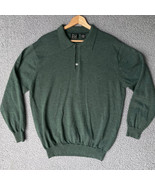 Jos A Bank Sweater Adult XL Forest Green Merino Wool Polo Button Collar ... - £21.54 GBP