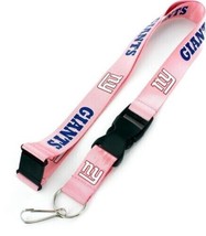 NFL New York Giants Logo on Pink w/Blue Lettering 24&quot; by 1&quot; Lanyard Keychain - £7.98 GBP