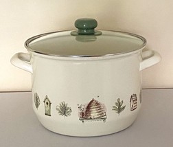 Pfaltzgraff Naturewood Stockpot  Pan  Large Pot w/ Lid  Porcelain Green Knob VGC - £26.21 GBP