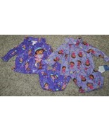 Girls Pajamas Dora Explorer 4 Pc Purple Fleece Long Sleeve Shirt &amp; Pants... - £14.22 GBP