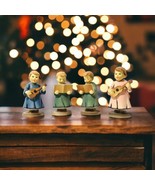 Child Christmas Carolers Ornament Cake Toppers 4 Vtg  Hong Kong Hard Pla... - €17,92 EUR