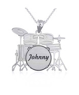 Personalized Engravable Name Music Drum Set Pendant Necklace - $29.90 - $53.90