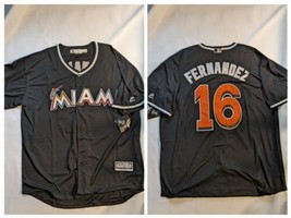 Jose Fernandez # 16 Miami Marlins Black Alt Majestic MLB Baseball Jersey XL NEW - £69.21 GBP