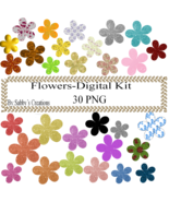  Flowers Digital Kit 3-Art Clip-Gift Tag-Jewelry-T shirt-Notebook-Scrapbook - $37.17 MXN