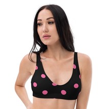 Autumn LeAnn Designs®  | Women&#39;s Padded Bikini Top,  Black with Pink Pol... - £30.66 GBP