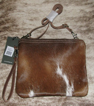 Myra Bag #1171 Leather, Hairon 9.5&quot;x8&quot; Crossbody~Rich Sorrel Hide~Wristlet/Strap - £33.95 GBP