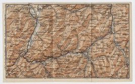 1905 Antique Map Of Vicinity Of Gruyeres Rougemont Saanen Gstaad / Switzerland - £15.90 GBP