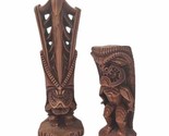 Coco Joes Hawaiian Tiki Statue Lono And Ku Lot of 2 Hapa Wood Vtg - $29.65