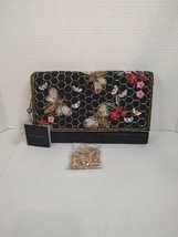 New America and Beyond Embellished Convertible Clutch Strap Black Bee Dr... - $46.74