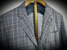 Vtg 50s 60s Gammills Black Grey Plaid Light Sportcoat Blazer Jacket Sz 4... - $140.29