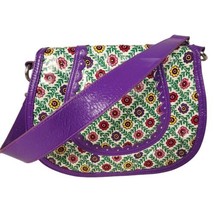 Vera Bradley Messenger Bag Purse Frill Purple Punch Coated Canvas Floral... - $14.84