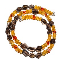 Smokey Topaz Natural Gemstone Beads Jewelry Necklace 17&quot; 76 Ct. KB-200 - £8.66 GBP