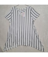 LuLaRoe Womens Tunic Top Sz L Melissa White Gray Stripped - $29.87