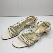 Lifestride Womens White Slingback Strap Block Heel Sandal 95117-0 Formal... - $19.99