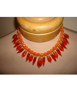 Vintage Necklace ~ Orange Plastic Beads ~ Drops ~ Drippy - £11.00 GBP