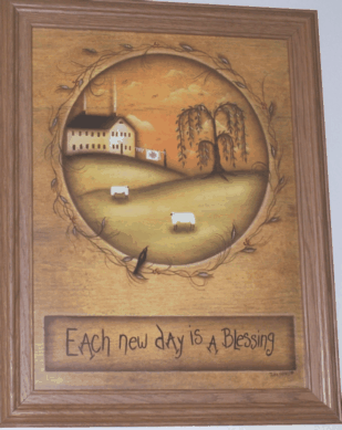 12x16 Country Prim Folk Art Print OAK Frame w/Glass - $22.99