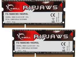 G.Skill Ripjaws Series 16GB (2 X 8GB) 204-Pin DDR3 SO-DIMM DDR3L 1600 (PC3L 1280 - £63.14 GBP
