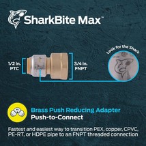 Reducing Connector 1/2&quot; Push x 3/4&quot; FPT – Brass – 200 psi - SharkBite U0... - $9.89
