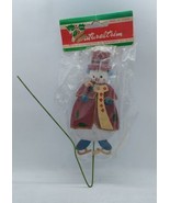Vintage Naturaltrim Wooden Snowman With Pipe Christmas Ornament - $9.89