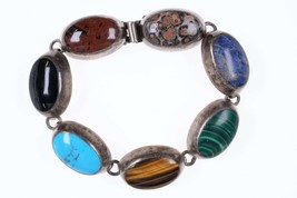 Vintage Mexican Sterling Multistone link bracelet - £118.35 GBP