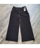 New Sofia Vergara Jeans Womens Black Velvet Trousers Wide Leg High Rise ... - $33.83 CAD