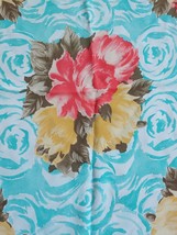 Vtg Sky Blue Peony Floral Fashion Scarf Square 34&quot; Head Neck Business Wo... - $24.70