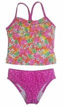 Speedo Girl&#39;s Sporty Splice Tankini 2 Piece Swimsuit (16, Pink/Pineapple) NWT - £11.25 GBP