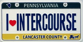 I Love Intercourse Lancaster County Pennsylvania License Plate Souvenir ... - $7.99