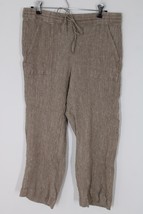 Pure J Jill M Brown Crinkle Linen Cotton Pull On High Rise Crop Drawstring Pants - £23.11 GBP