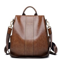 Women BackpaLeather Knapsack Female Retro Backpack High Capacity Shoulde... - $150.35