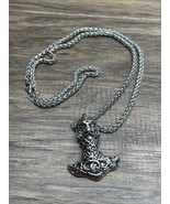 Silver Tone Thor&#39;s Hammer Necklace 22&quot; Viking Norse God Estate Find KG - $20.33 CAD
