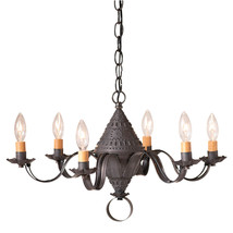 Irvins Country Tinware 6-Arm Small Concord Chandelier in Kettle Black - £227.64 GBP