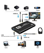 4K Audio Video Capture Card USB 3.0 HDMI Video Capture Device Full HD Re... - $235.77 MXN
