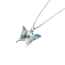 Oil Spill Butterfly Pendant Necklace - New - $16.99