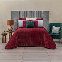 Nepal Burgundy Embossed Blanket With Sherpa Soft Thick And Warm Queen Size - £85.76 GBP