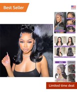 Glueless 13x4 HD Lace Frontal Wig - Pre Plucked 180% Density Natural Bla... - $153.42 CAD