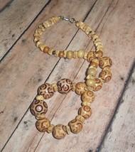 Necklace Bead Wood Painted w/Spacers 18&quot; Appx. Upcycled Handmade - £9.59 GBP