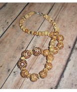 Necklace Bead Wood Painted w/Spacers 18&quot; Appx. Upcycled Handmade - $12.00