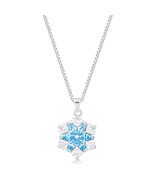 Rhodium Plated Brilliant Marquise Aqua Blue Snowflake Pendant - $35.00