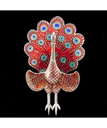 Gorgeous Sterling Silver Siam Colorful Peacock Enamel Brooch - $4,346.67 MXN