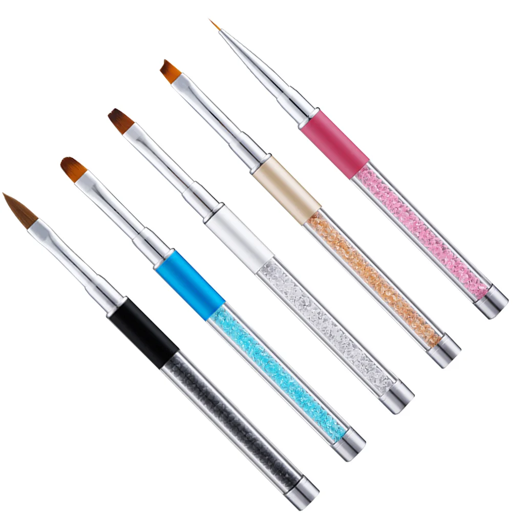 5pcs Acrylic Manicure Rhinestone Handle Nail Pen DIY Nail Tools for Home Shop - £21.45 GBP