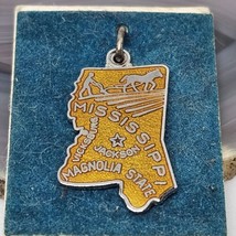 925 Sterling Silver - Mississippi State Map Enamel Charm Pendant - £13.76 GBP