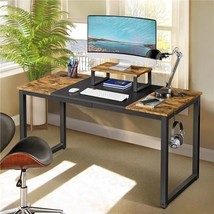 Easyfashion Industrial Computer Desk with Monitor Stand, Rustic Brown/Bl... - £230.77 GBP
