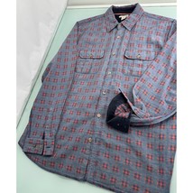 Carbon 2 Cobalt Men Flannel Shirt Corduroy Flip Cuff Trim Button Up Large L - £23.68 GBP