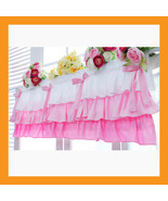 ruffled valance curtains pink cotton ribbon window treatment kitchen bed... - €27,78 EUR