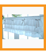 white ruffle cotton valance curtains ribbon window treatment kitchen bed... - €27,78 EUR